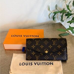 Louis Vuitton Monogram Canvas Flap Wallet in Brown and Gold